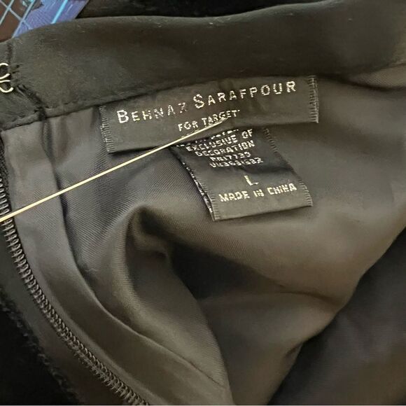 Behnaz Sarafpour for Target Black Velvet and Satin Stripe Circle Skirt, Large - Picture 5 of 10